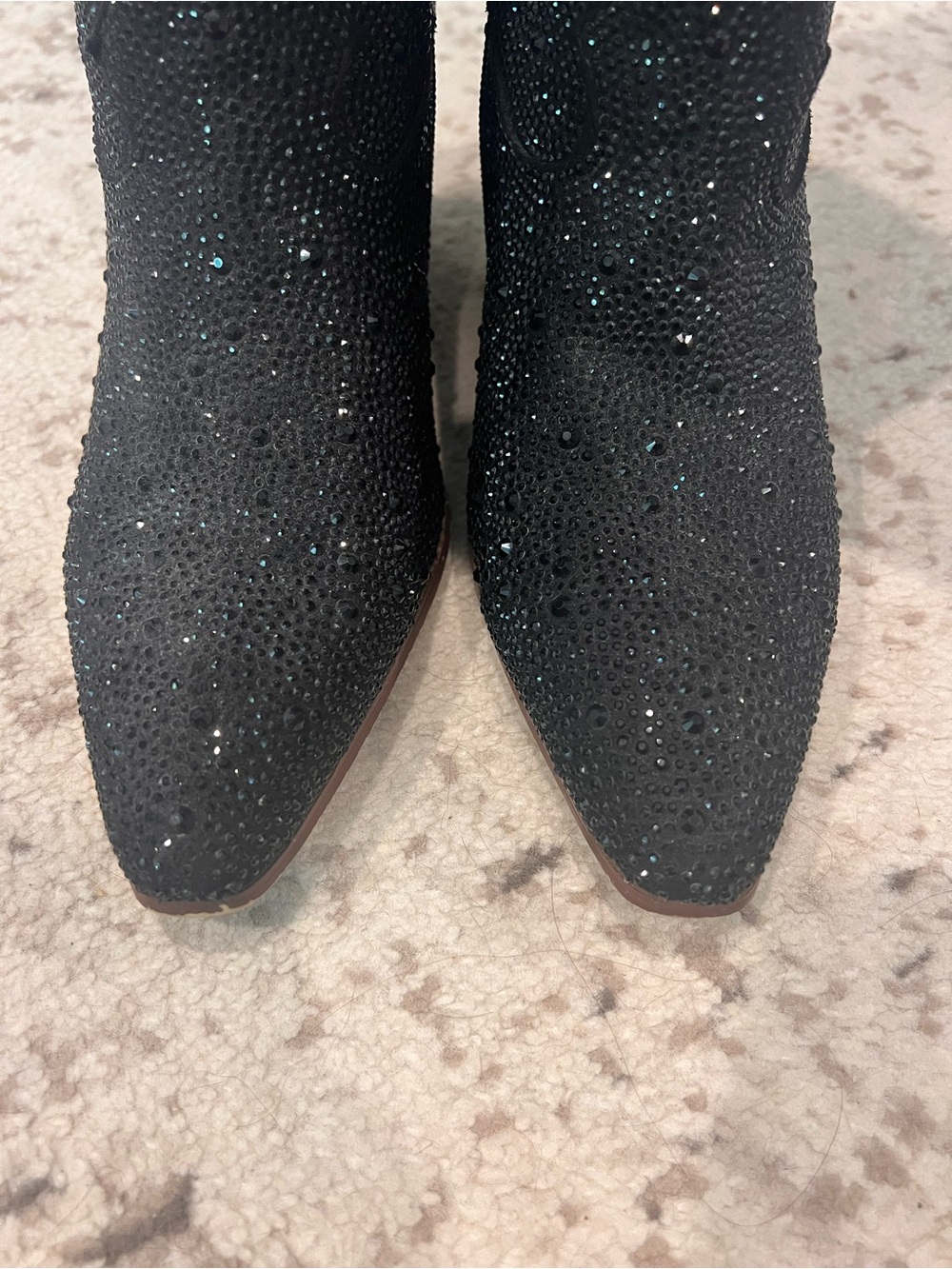 Black Sparkle Western Knee-High Boots - Size 8 - Picture 5 of 8